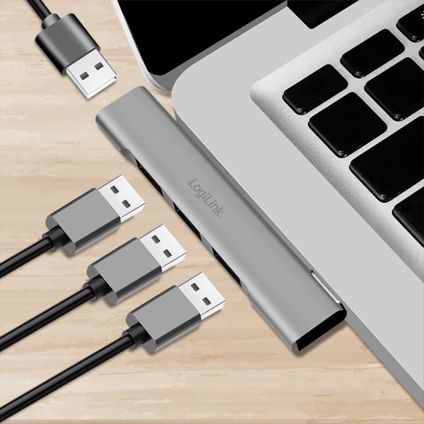 Logilink UA0437 Ultraslim 4-Port USB-C-Hub Aluminium