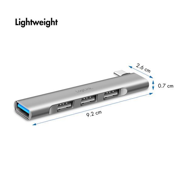 Logilink UA0437 Ultraslim 4-Port USB-C-Hub Aluminium