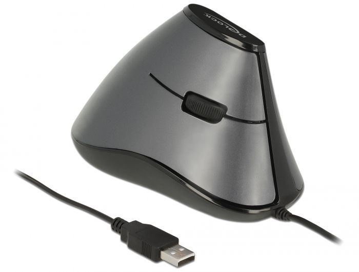 DeLock Ergonomic vertical optical 5-button USB mouse Grey/Black DeLock Ergonomic vertical optical 5-button USB mouse Grey/Black