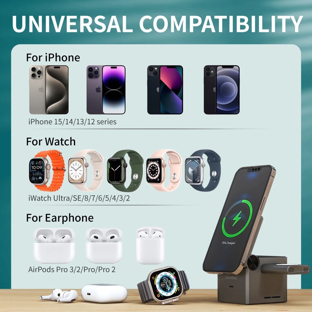 Choetech T632-F 4in1 Magnetic Wireless Charger Black Choetech T632-F 4in1 Magnetic Wireless Charger Black