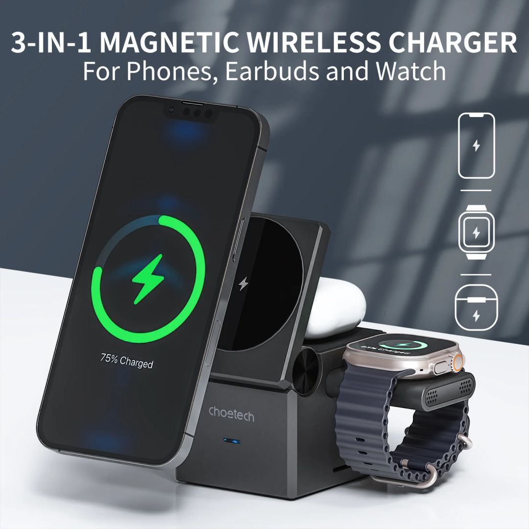 Choetech T632-F 4in1 Magnetic Wireless Charger Black Choetech T632-F 4in1 Magnetic Wireless Charger Black