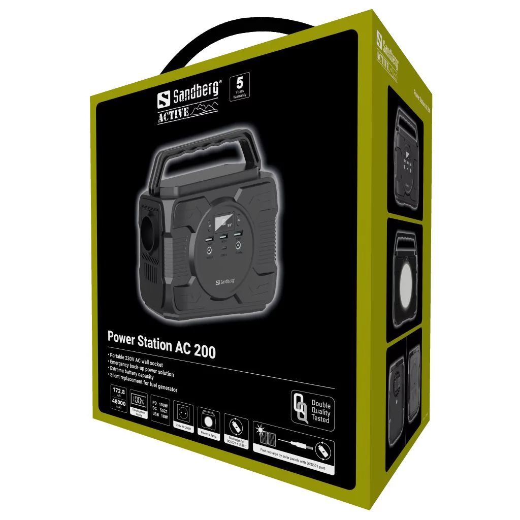 Sandberg AC 200 48000mAh Power Station Black Sandberg AC 200 48000mAh Power Station Black