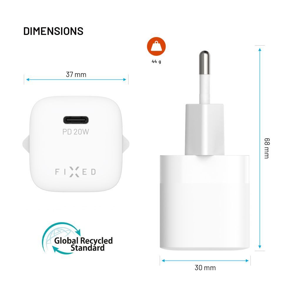 FIXED Mini USB-C Reise-Ladegerät 20W White