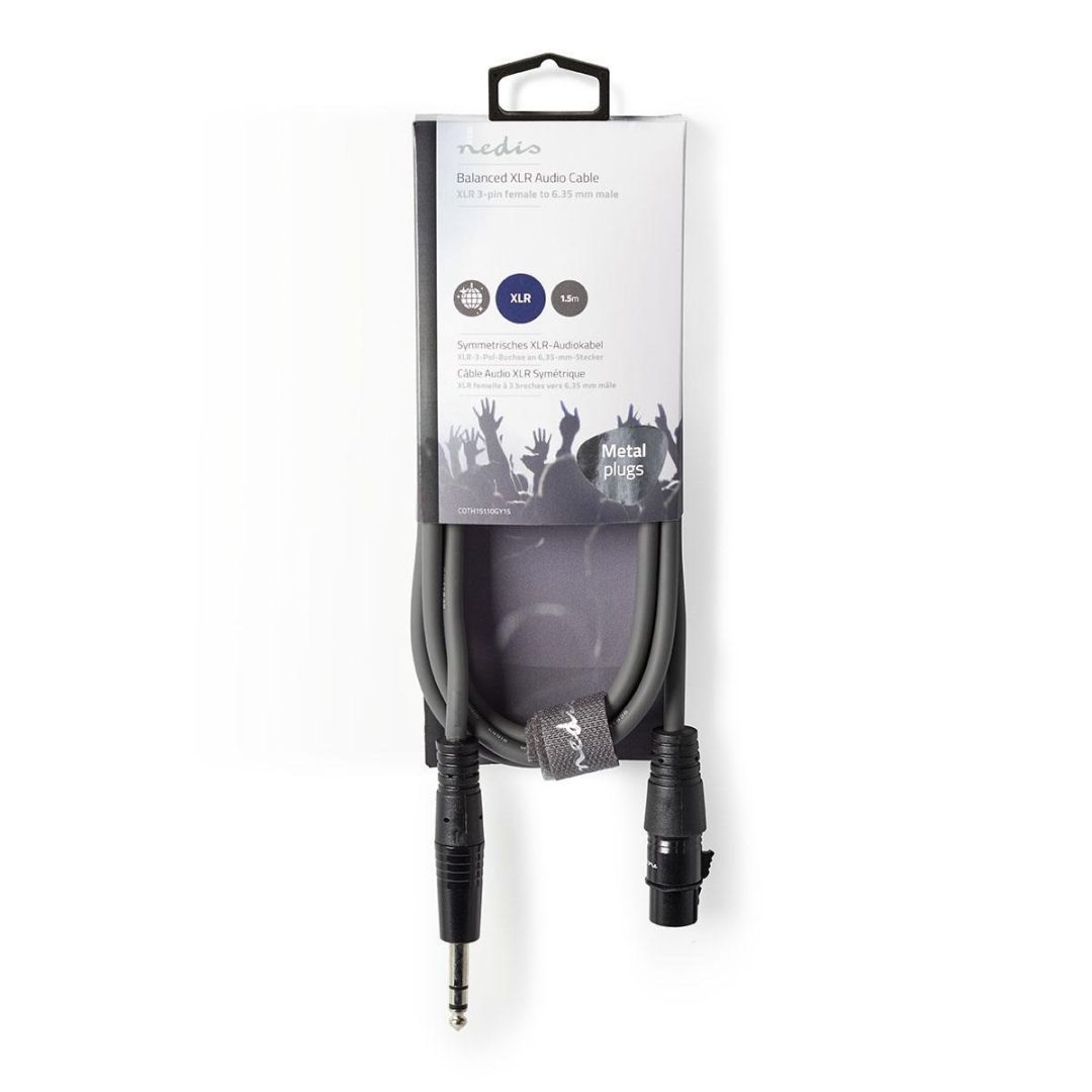 Nedis Balanced Audio Cable XLR 3-Pin Female - 6.35mm Male 1,5m Black Nedis Balanced Audio Cable XLR 3-Pin Female - 6.35mm Male 1,5m Black