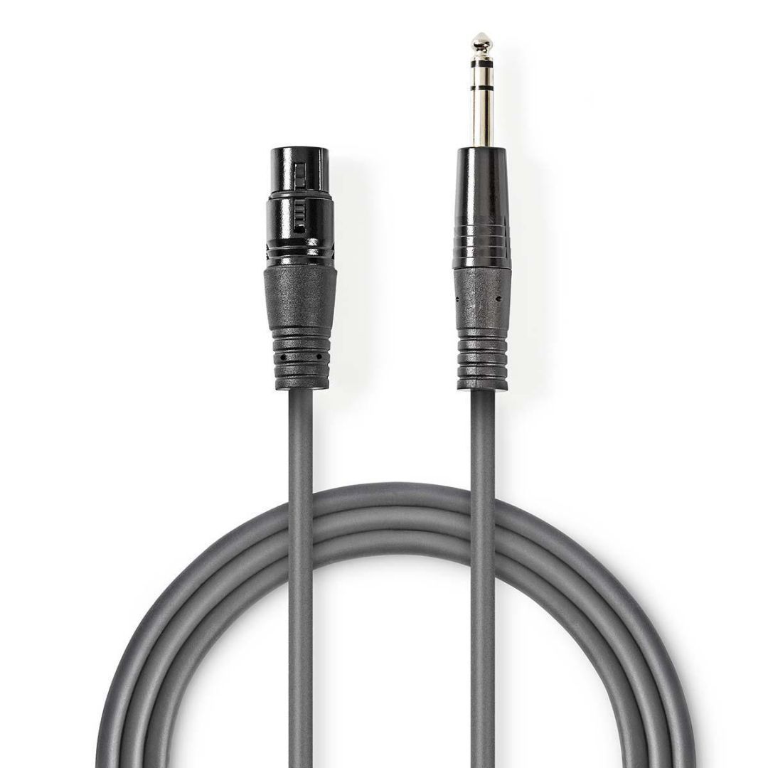 Nedis Balanced Audio Cable XLR 3-Pin Female - 6.35mm Male 1,5m Black Nedis Balanced Audio Cable XLR 3-Pin Female - 6.35mm Male 1,5m Black