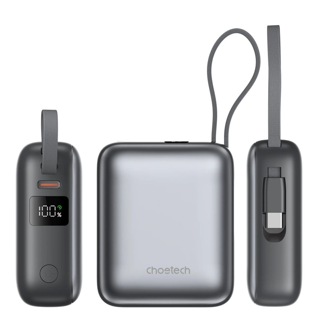 Choetech B832 Mini 35W 10000mAh PowerBank with USB-C Cable Grey Choetech B832 Mini 35W 10000mAh PowerBank with USB-C Cable Grey