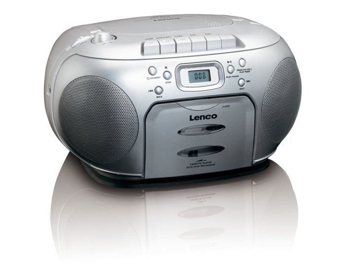 Lenco SCD-420SI Portable FM Radio CD Cassette Player Silver Lenco SCD-420SI Portable FM Radio CD Cassette Player Silver