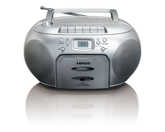 Lenco SCD-420SI Portable FM Radio CD Cassette Player Silver Lenco SCD-420SI Portable FM Radio CD Cassette Player Silver