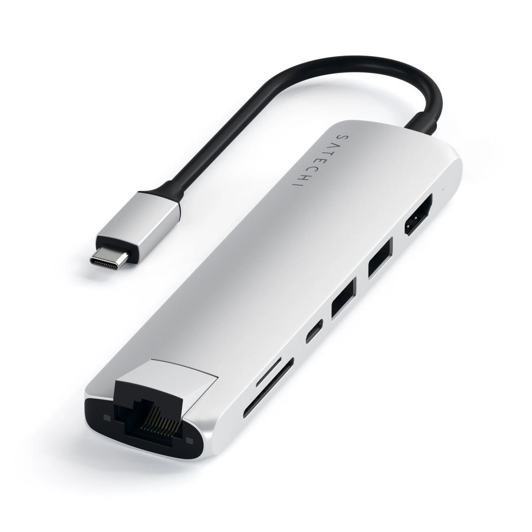 Satechi 6-in-1 USB-C Slim Multiport Adapter Silver Satechi 6-in-1 USB-C Slim Multiport Adapter Silver
