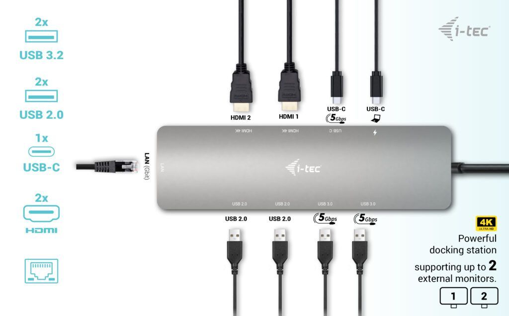 I-TEC USB-C Metal Nano 2x Display Docking Station I-TEC USB-C Metal Nano 2x Display Docking Station