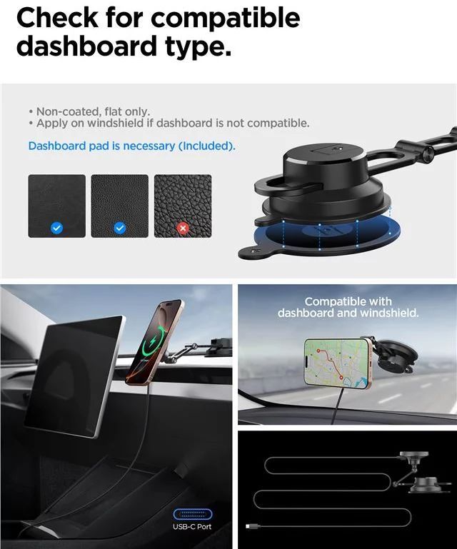 Spigen OneTap Pro 4 MagSafe Car Mount Charger Wireless / Dashboard / Windshield Black Spigen OneTap Pro 4 MagSafe Car Mount Charger Wireless / Dashboard / Windshield Black