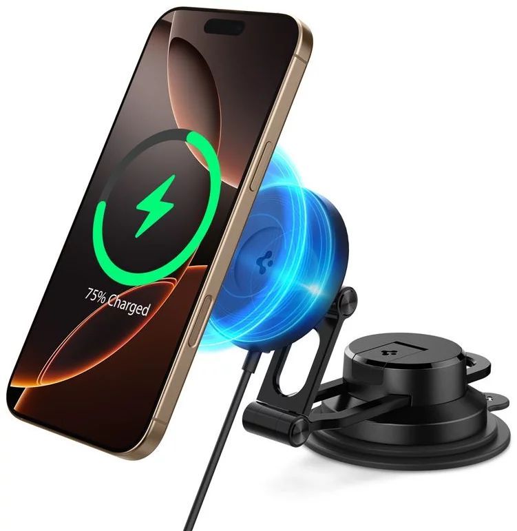 Spigen OneTap Pro 4 MagSafe Car Mount Charger Wireless / Dashboard / Windshield Black Spigen OneTap Pro 4 MagSafe Car Mount Charger Wireless / Dashboard / Windshield Black