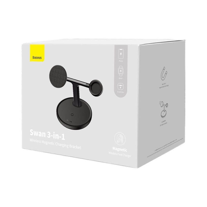 Baseus Swan 3-in-1 15W Wireless Magnetic Charging Bracket Black
