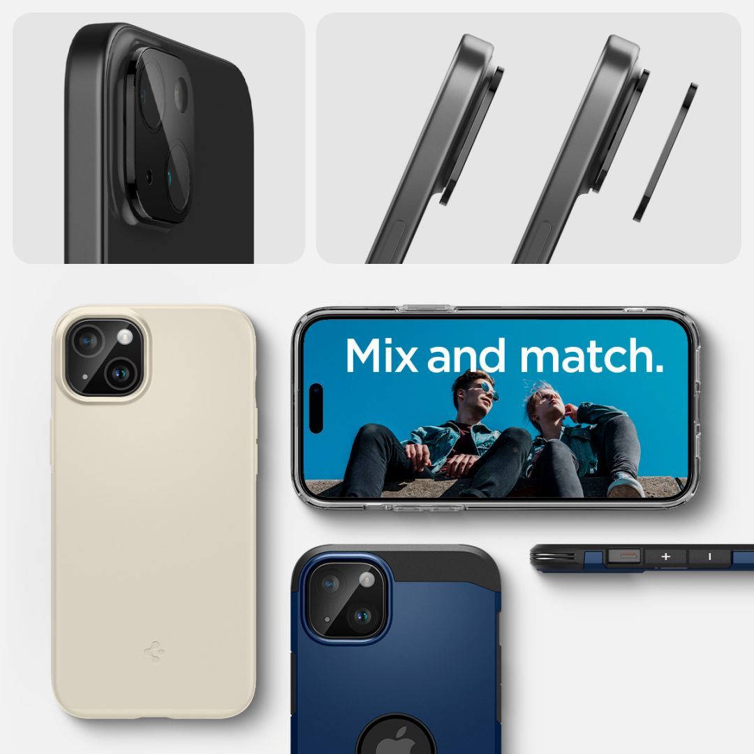 Spigen iPhone 15/15 Plus/14/14 Plus Glass tR Optik Black (2 Pack) Spigen iPhone 15/15 Plus/14/14 Plus Glass tR Optik Black (2 Pack)