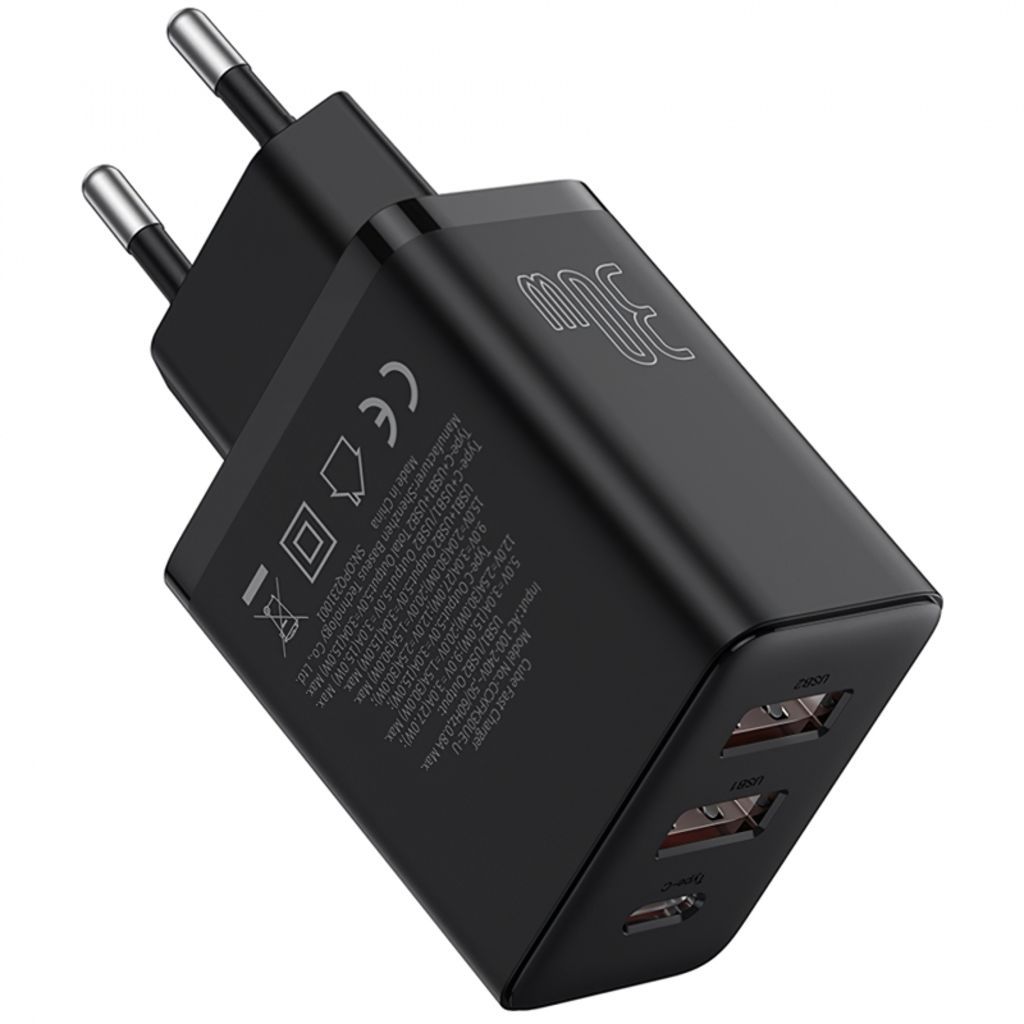 Baseus Cube Fast Charger 2U+C 30W EU Black