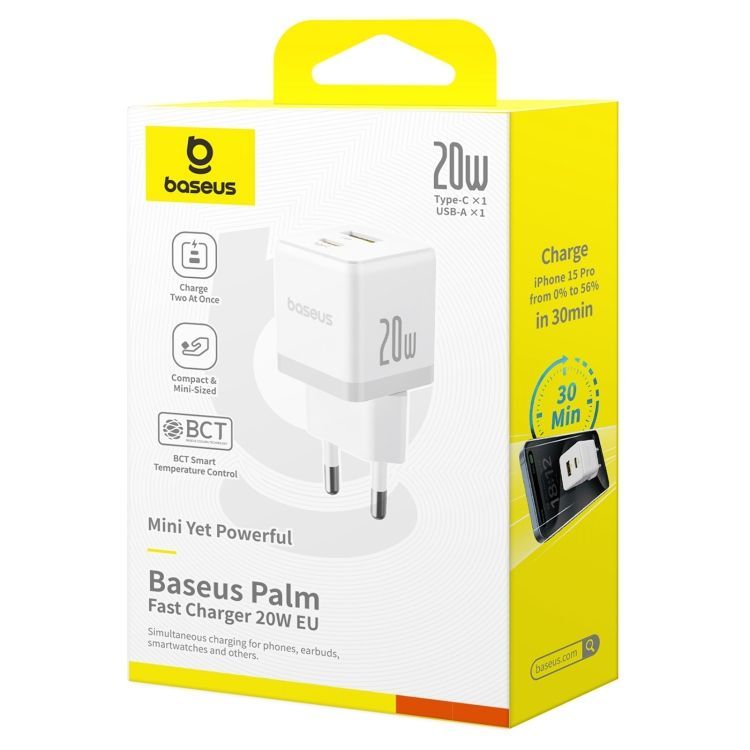 Baseus Palm USB-A/C Adapter 20W White