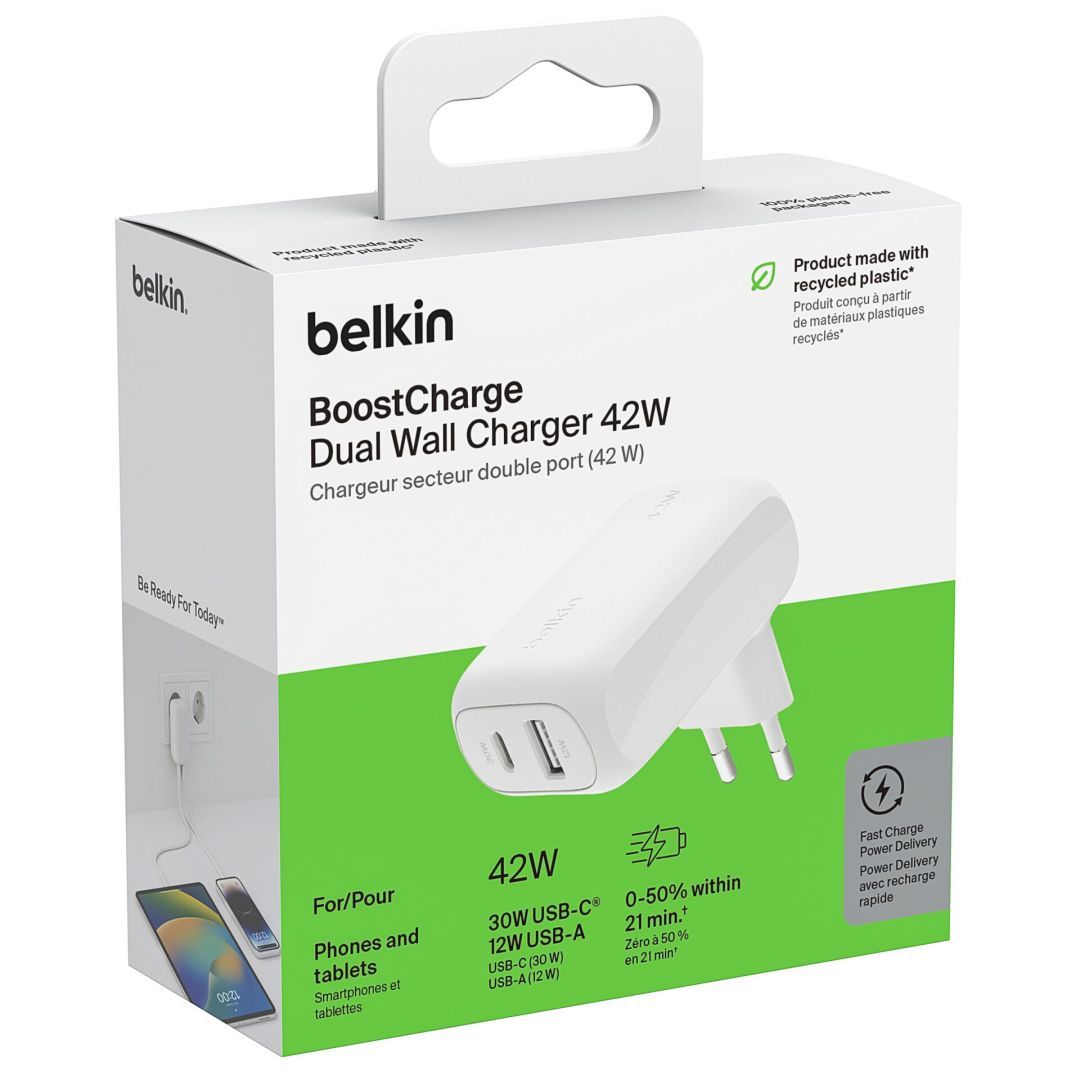 Belkin BOOSTCharge Dual Wall Charger 42W White Belkin BOOSTCharge Dual Wall Charger 42W White