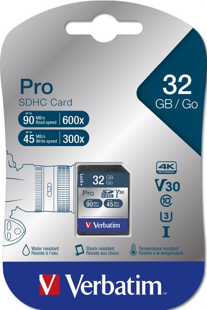 Verbatim 32GB SDHC Pro Class10 U3 V30 Verbatim 32GB SDHC Pro Class10 U3 V30