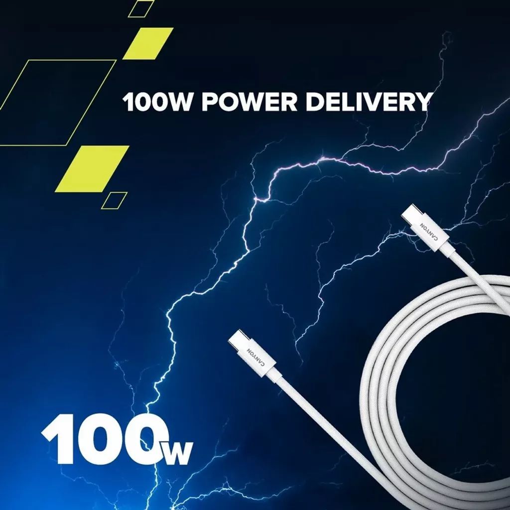 Canyon CC100AB C-C 100W Braided cable 1,2m White Canyon CC100AB C-C 100W Braided cable 1,2m White