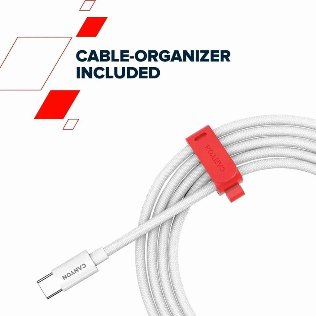 Canyon CC100AB C-C 100W Braided cable 1,2m White Canyon CC100AB C-C 100W Braided cable 1,2m White