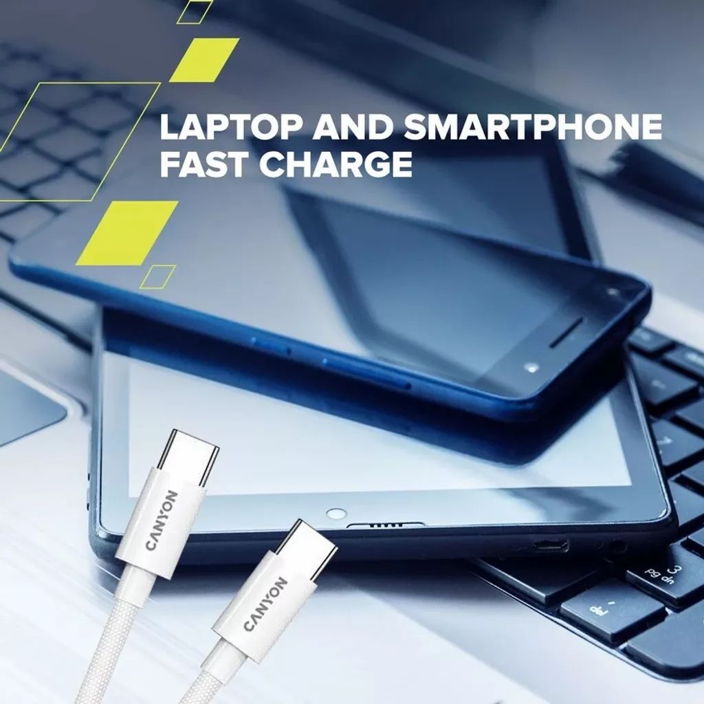 Canyon CC100AB C-C 100W Braided cable 1,2m White Canyon CC100AB C-C 100W Braided cable 1,2m White