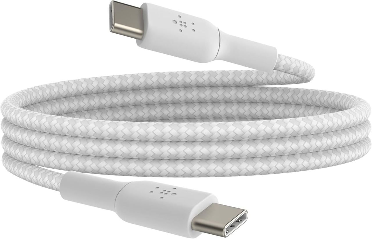 Belkin BoostCharge Braided USB-C to USB-C Cable 0,15m White Belkin BoostCharge Braided USB-C to USB-C Cable 0,15m White