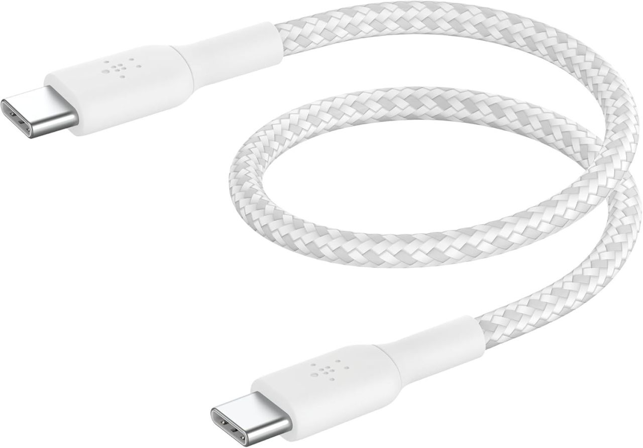 Belkin BoostCharge Braided USB-C to USB-C Cable 0,15m White Belkin BoostCharge Braided USB-C to USB-C Cable 0,15m White