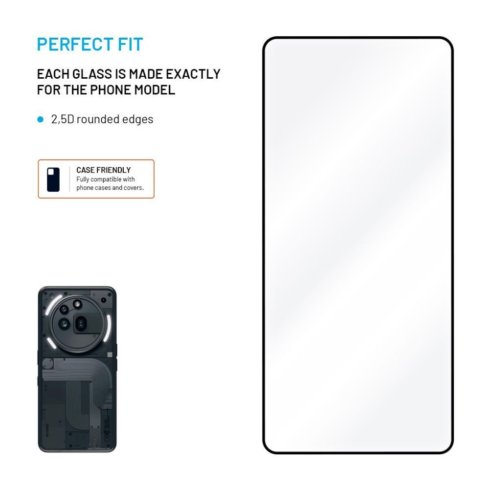 FIXED teljes képernyőt védő 2,5D edzett üveg Nothing Phone (3) 5G készülékhez, fekete FIXED teljes képernyőt védő 2,5D edzett üveg Nothing Phone (3) 5G készülékhez, fekete