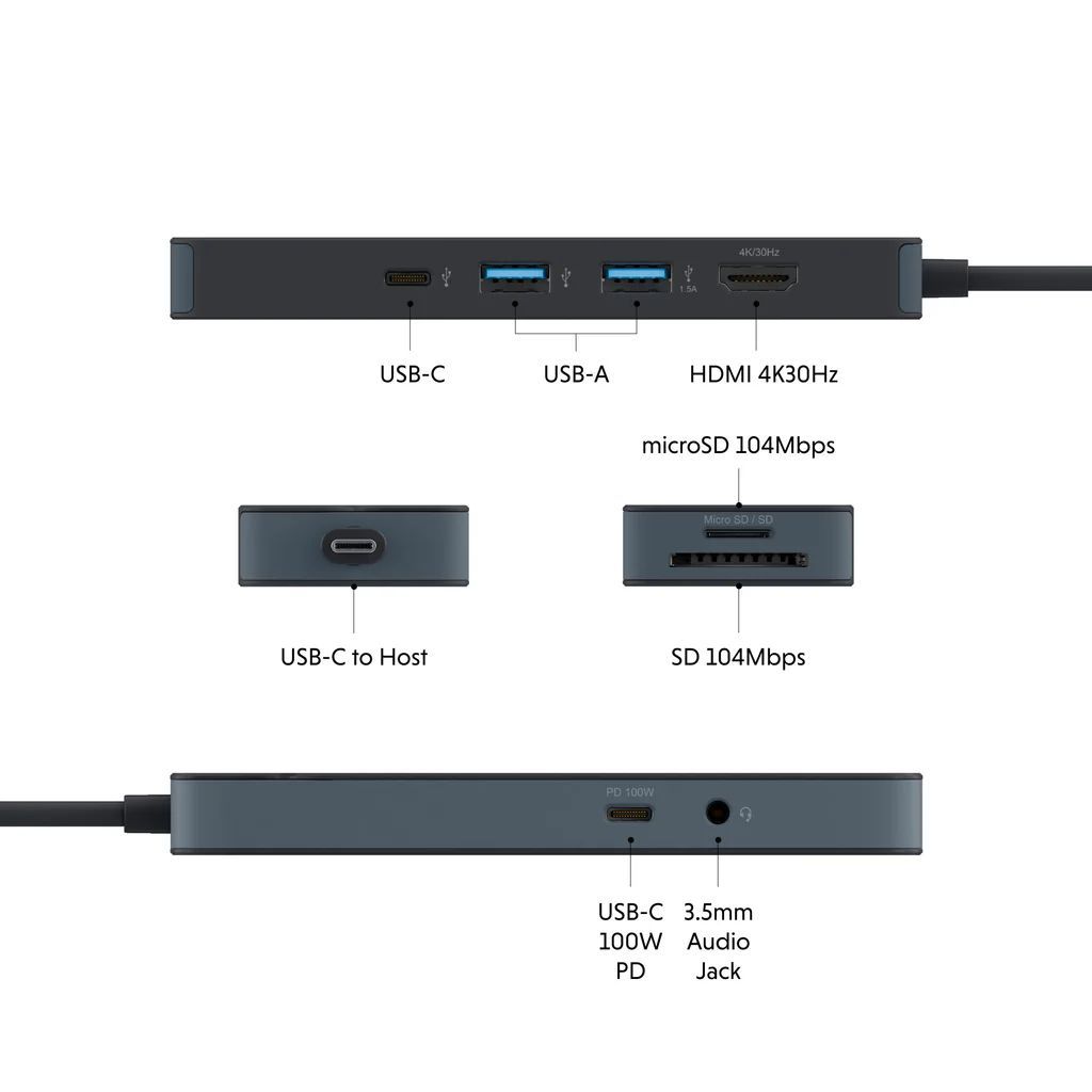 Targus HyperDrive Flex 8 Port USB-C Hub Black