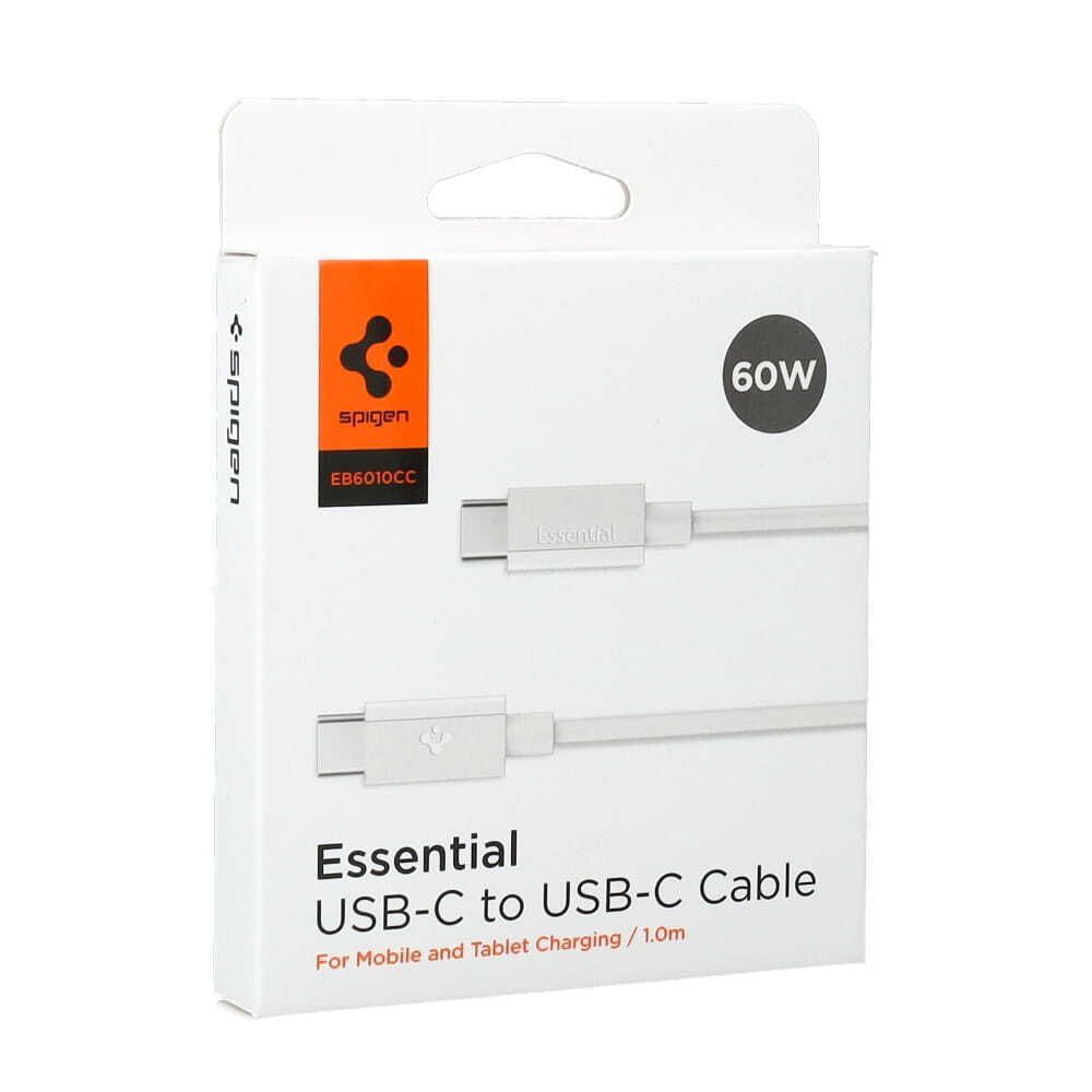 Spigen Essential USB-C to USB-C 60W cable 1m White Spigen Essential USB-C to USB-C 60W cable 1m White