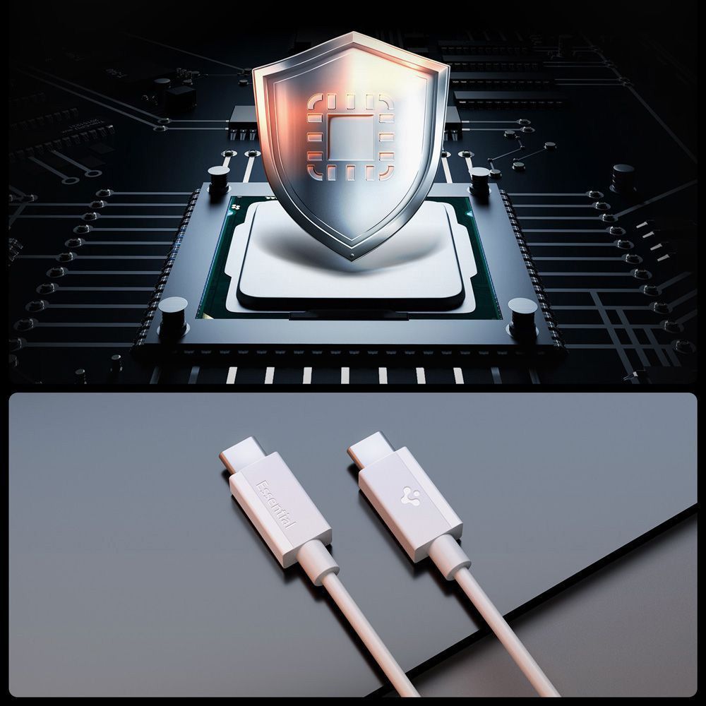 Spigen Essential USB-C to USB-C 60W cable 1m White Spigen Essential USB-C to USB-C 60W cable 1m White