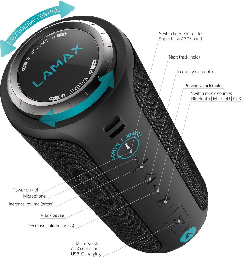 Lamax Sounder2 Max Bluetooth Speaker Black Lamax Sounder2 Max Bluetooth Speaker Black
