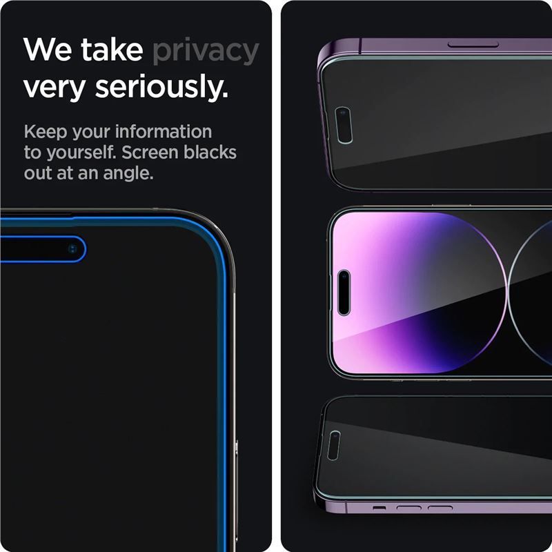 Spigen Glass EZ Fit Privacy 2 Pack - iPhone 14 Pro Max Spigen Glass EZ Fit Privacy 2 Pack - iPhone 14 Pro Max