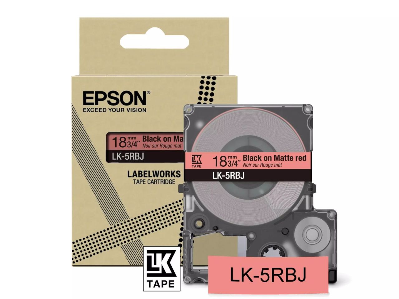 Epson LK-5RBJ címkeszalag (18mm) Black on Matte Red - 8m