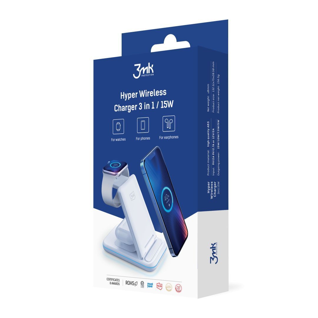 3mk Hyper vezetéknélküli töltő 3w1 15W kiegészítő 3mk Hyper vezetéknélküli töltő 3w1 15W kiegészítő