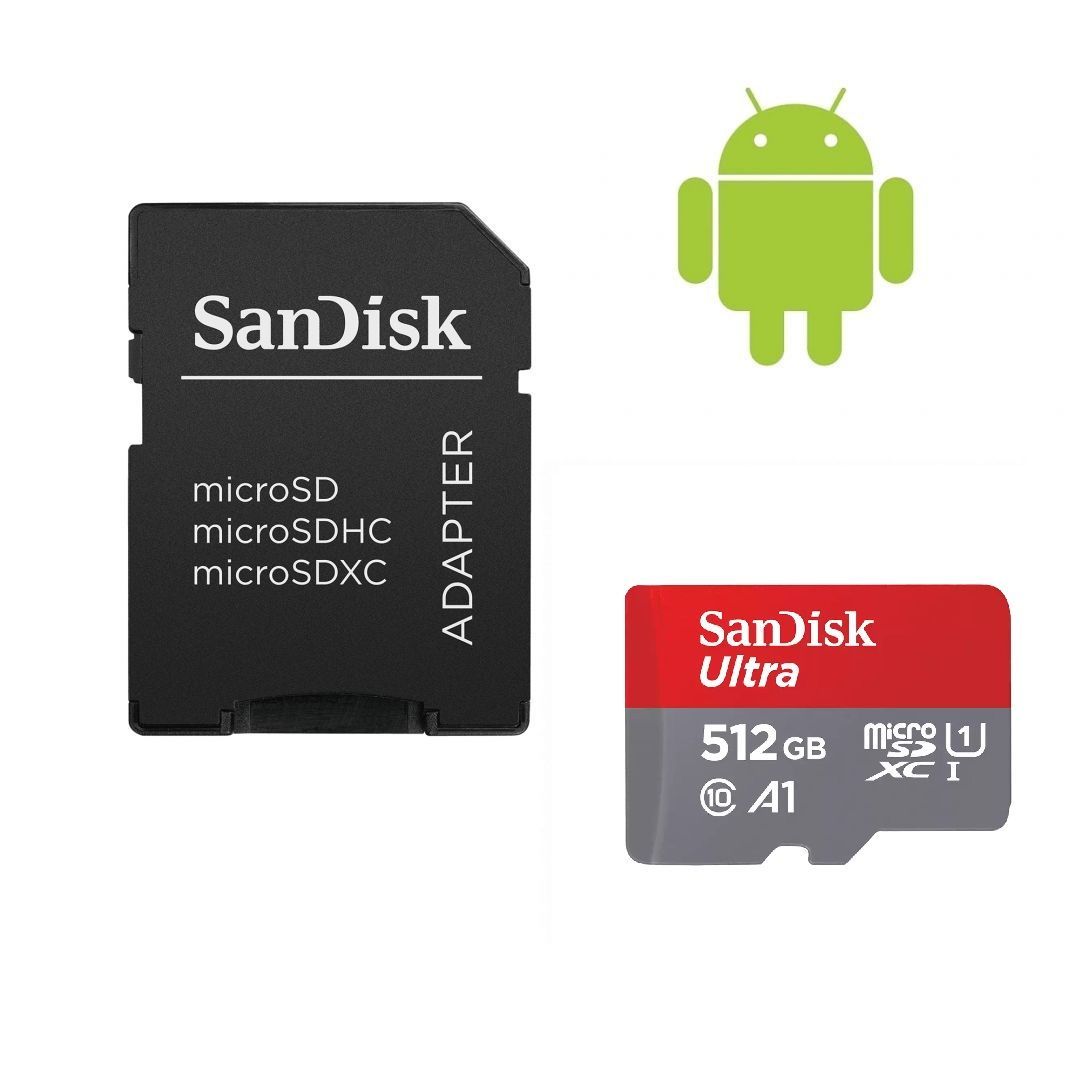 Sandisk 512GB microSDHC Ultra Class 10 UHS-I A1 (Android) + adapterrel Sandisk 512GB microSDHC Ultra Class 10 UHS-I A1 (Android) + adapterrel