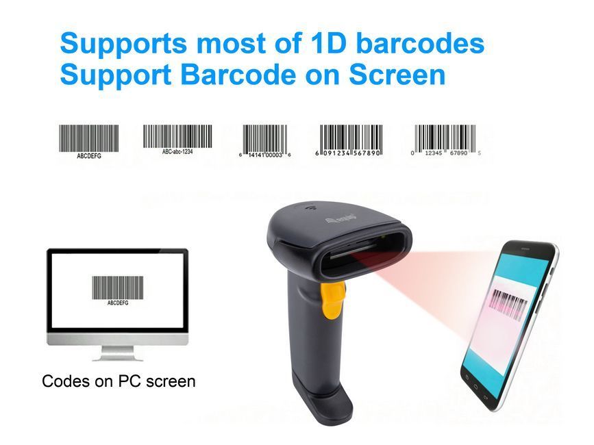 EQuip USB 1D Barcode Scanner with Stand Vonalkódolvasó Black