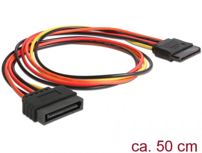 DeLock Extension Cable Power SATA 15 Pin male > SATA 15 Pin female 50cm DeLock Extension Cable Power SATA 15 Pin male > SATA 15 Pin female 50cm