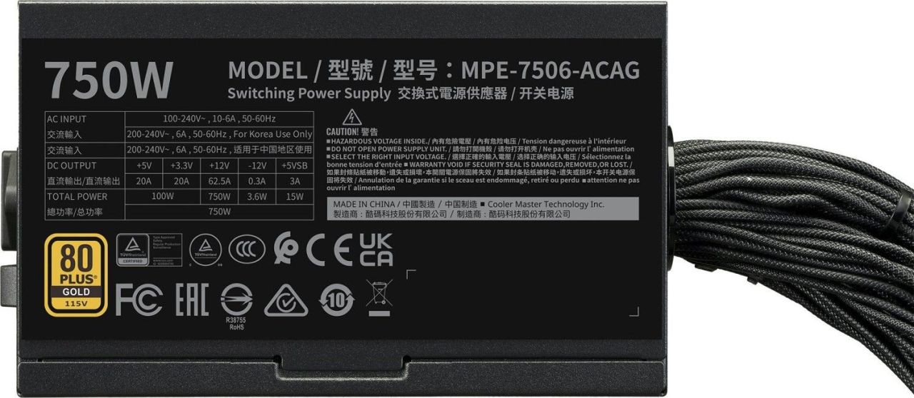 Cooler Master 750W 80+ Gold MWE V3 Cooler Master 750W 80+ Gold MWE V3