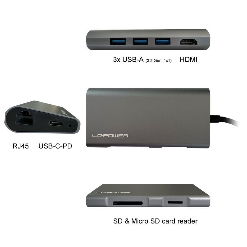 LC Power USB-C Dock Multi-5 Gray