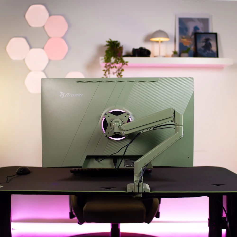 Arozzi Alzare Neo Single Gas Spring Monitor Arm Forest Green