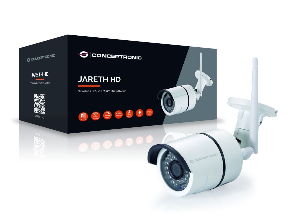Conceptronic JARETH02W HD Wireless Cloud IP Camera Outdoor White Conceptronic JARETH02W HD Wireless Cloud IP Camera Outdoor White