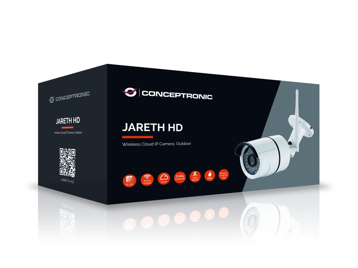 Conceptronic JARETH02W HD Wireless Cloud IP Camera Outdoor White Conceptronic JARETH02W HD Wireless Cloud IP Camera Outdoor White