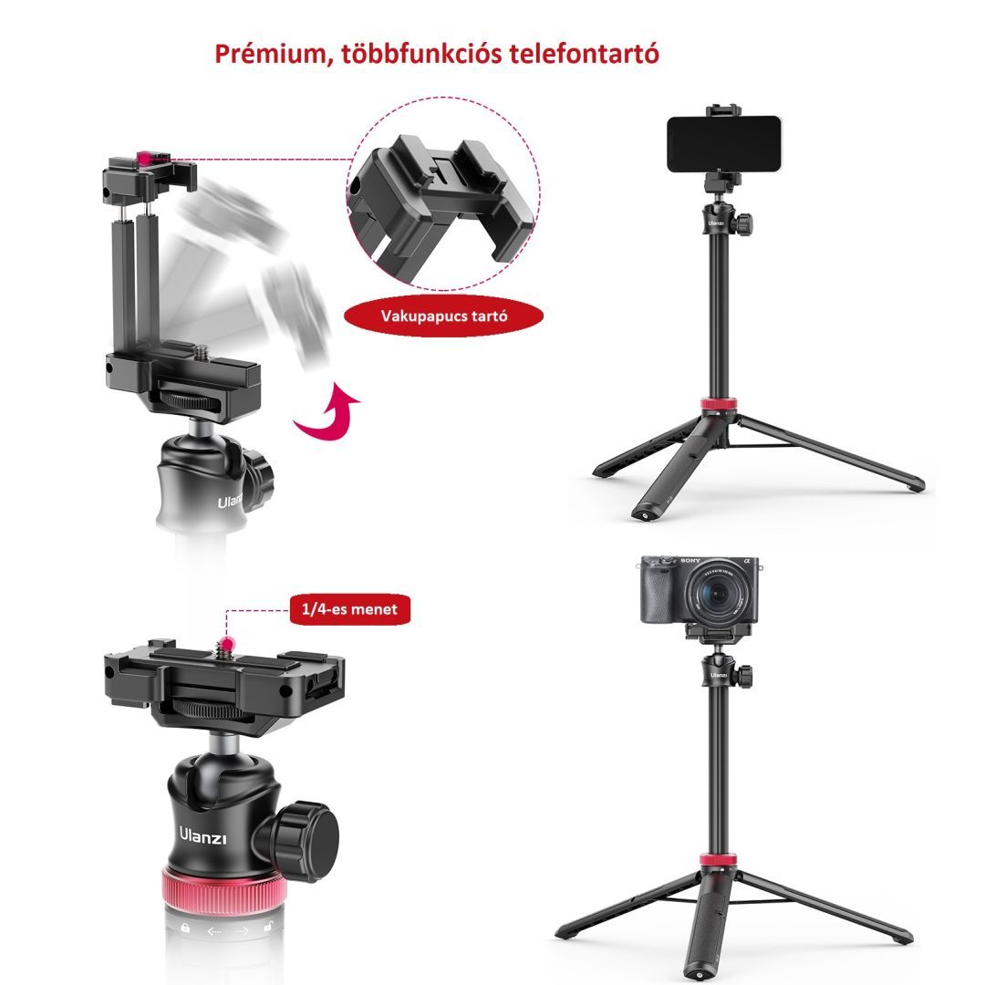 Ulanzi MT-44 Extendable Vlog Tripod mini állvány Black Ulanzi MT-44 Extendable Vlog Tripod mini állvány Black
