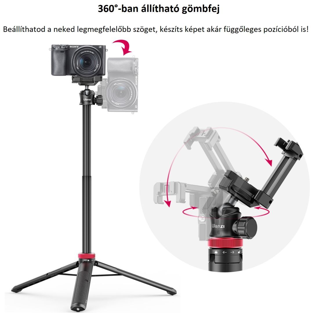 Ulanzi MT-44 Extendable Vlog Tripod mini állvány Black Ulanzi MT-44 Extendable Vlog Tripod mini állvány Black