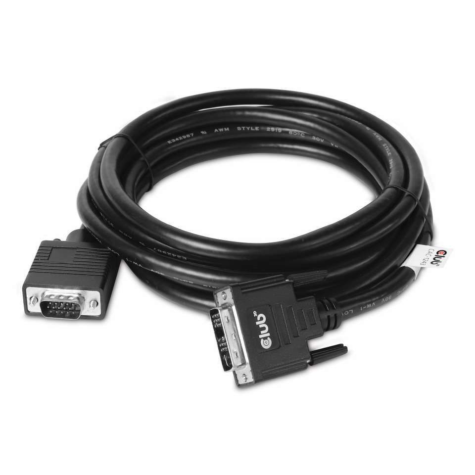 Club3D DVI-A (Analog VGA) to VGA cable 3m Black Club3D DVI-A (Analog VGA) to VGA cable 3m Black