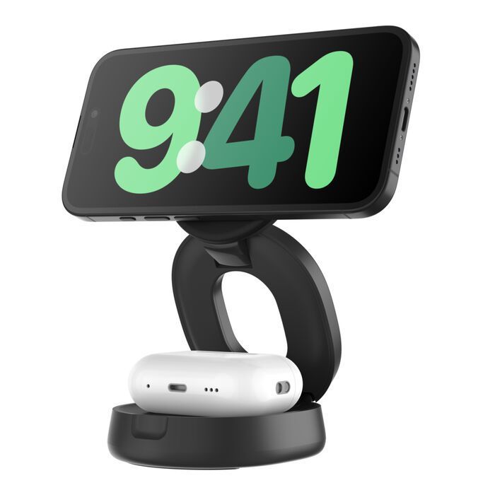 Belkin BoostCharge Pro 2-in-1 Wireless Charging Stand with Qi2 15W Black Belkin BoostCharge Pro 2-in-1 Wireless Charging Stand with Qi2 15W Black