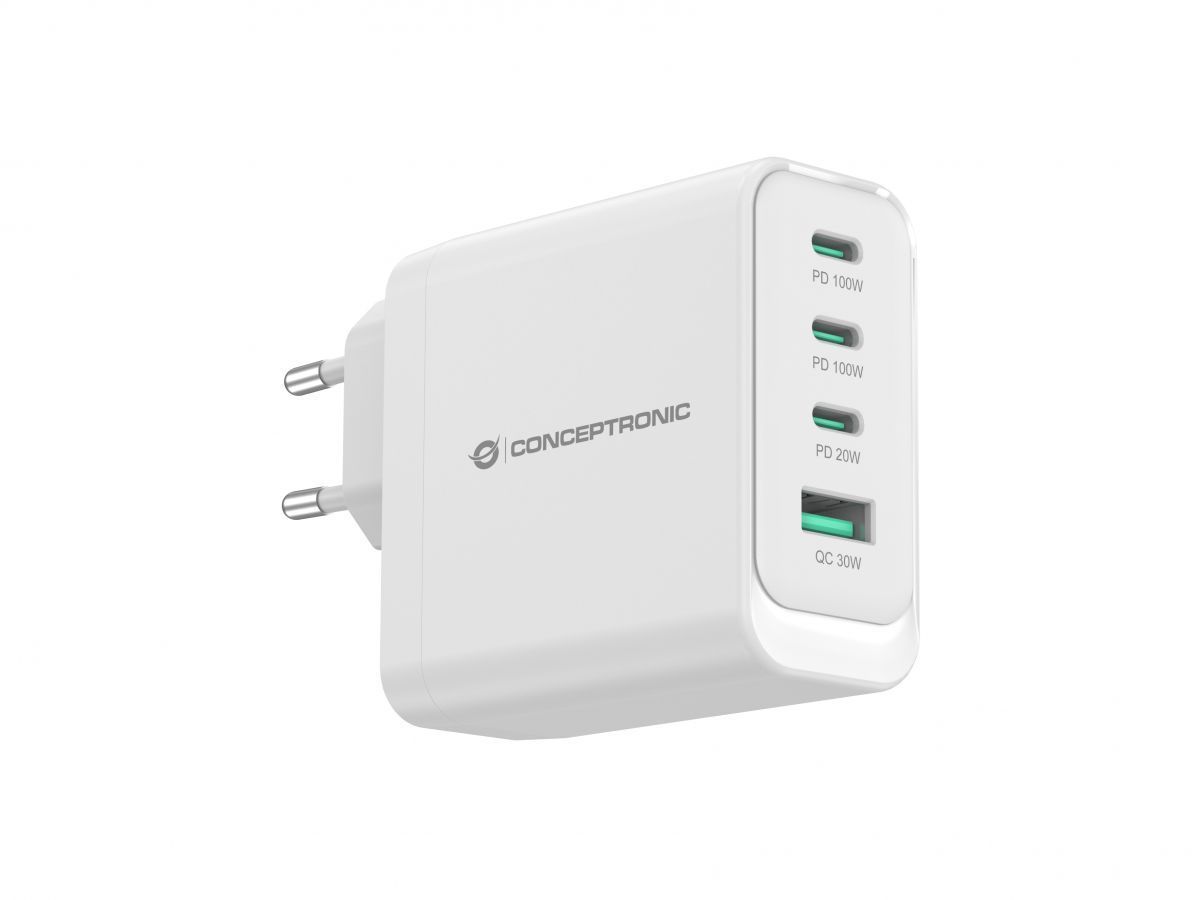 Conceptronic ALTHEA22W100 4-Port 100W GaN USB PD Charger White Conceptronic ALTHEA22W100 4-Port 100W GaN USB PD Charger White