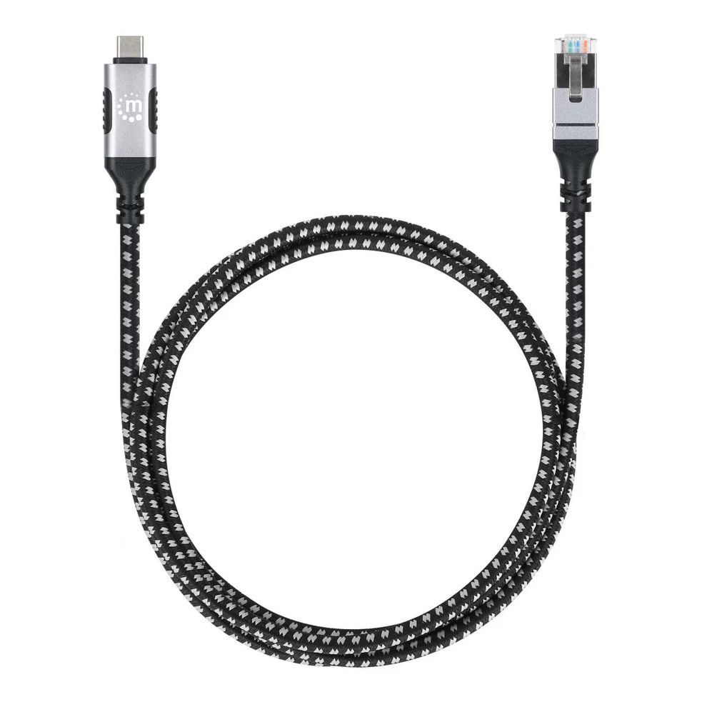 Manhattan CAT6 FTP USB-C to Gigabit Ethernet Network Cable 2m Black/Silver