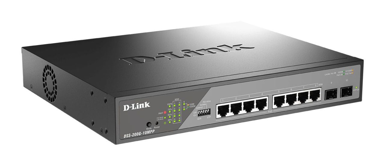 D-Link DSS-200G-10MPP 8-Port 10/100/1000 PoE Gigabit Ethernet Surveillance Switch D-Link DSS-200G-10MPP 8-Port 10/100/1000 PoE Gigabit Ethernet Surveillance Switch